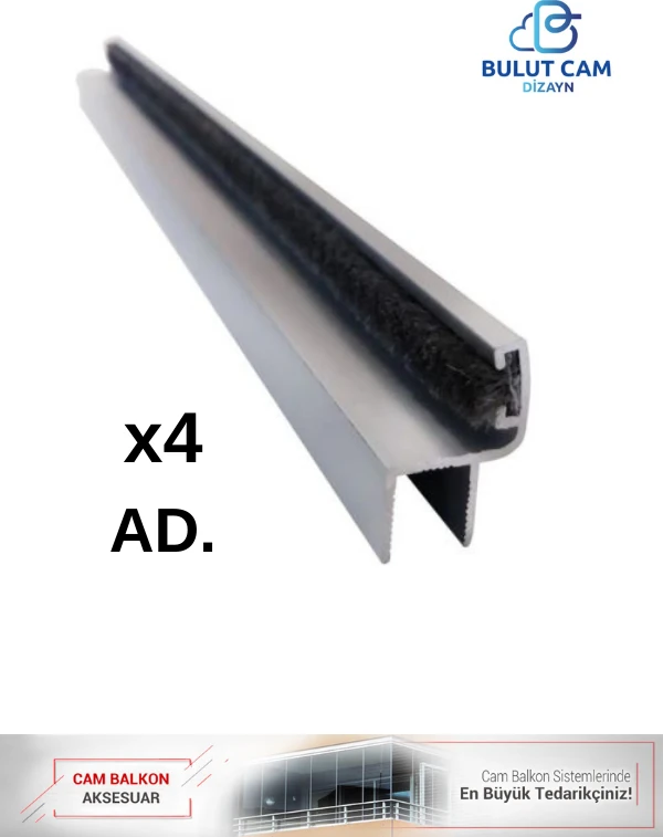 1m-4 Ad.-Cam Balkon Alüminyum Fitil Küçük - H