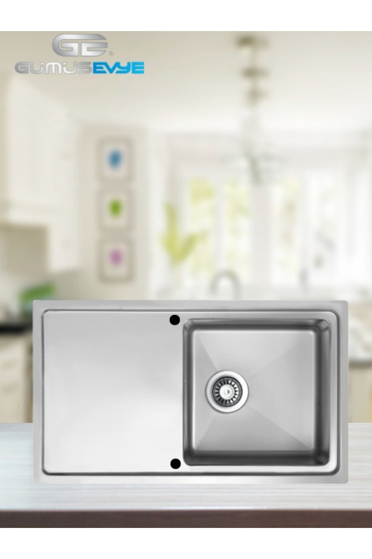 Mıcroflat 50 50x86 Tek Gözlü Polisajlı Tezgaha Sıfır Krom Evye (sol)