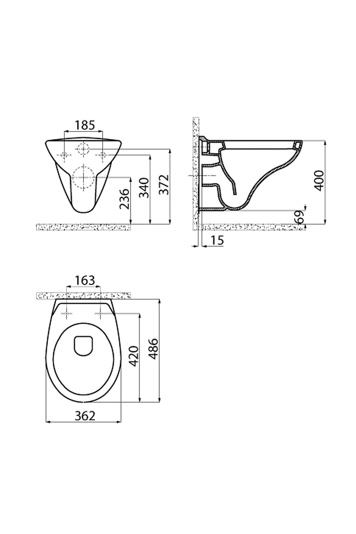 Perla Beyaz Kanallı Asma Klozet TP320, Perla Çınar Yavaş Kapak