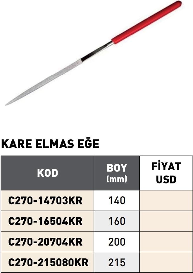 160MM Pld Kare Elmas Eğe