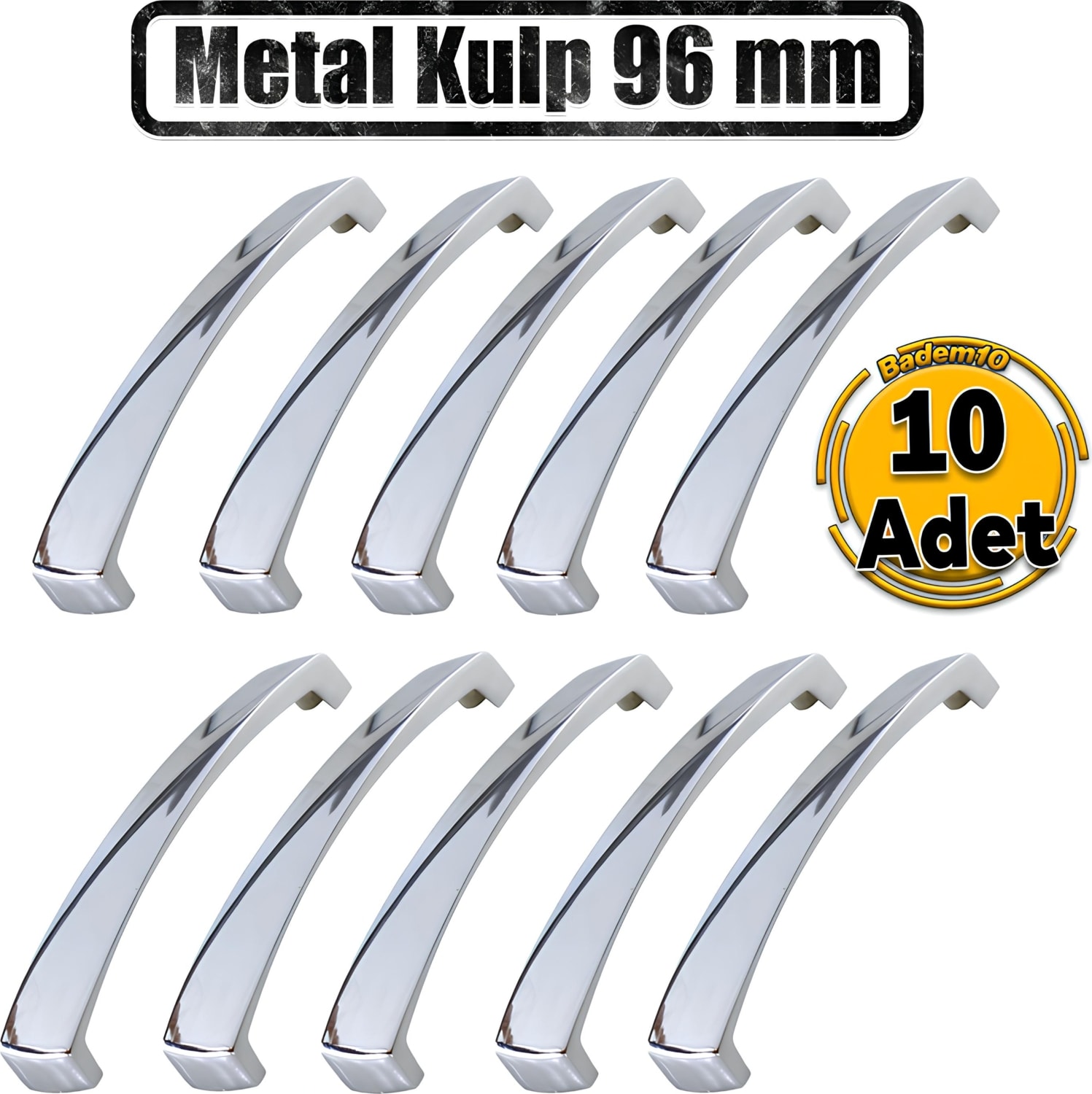Motif 10 Adet Mobilya Mutfak Dolabı Çekmece Dolap Kapak Kulpları Kulbu Krom 96 mm 9.6 cm Metal Kulp