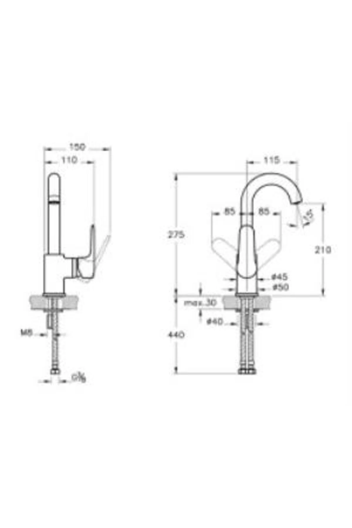Root Round Lavabo Bataryası A4275436 Döner Borulu - Mat Siyah