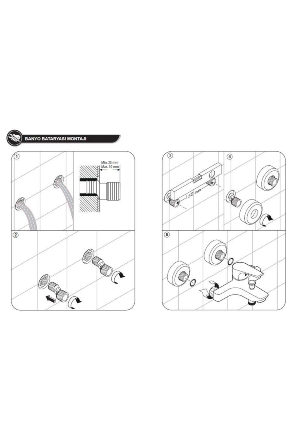 Niobe Banyo Bataryası 482+ Spil Mafsallı Duş Seti 2'li Set