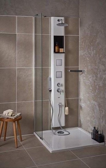 Banyo Tuna Krem Duş Paneli, 180cm raflı duş paneli , duş kolonu,180cm masajlı duş