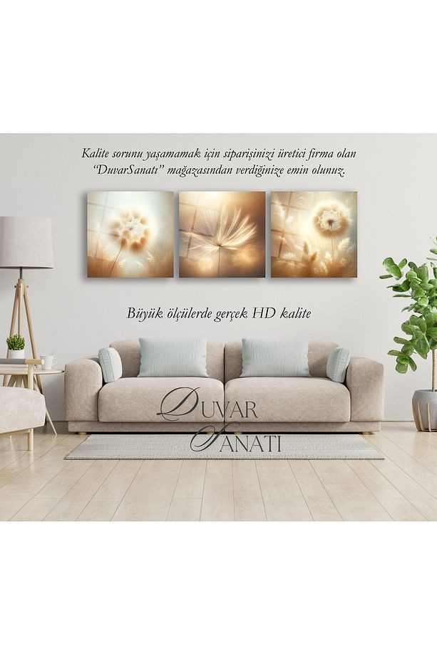 Üçlü Soft Renk Çiçekler Kare Gerçek Cam Tablo, Modern Ev Salon Ofis Dekorasyonu Büyük Duvar Dekoru