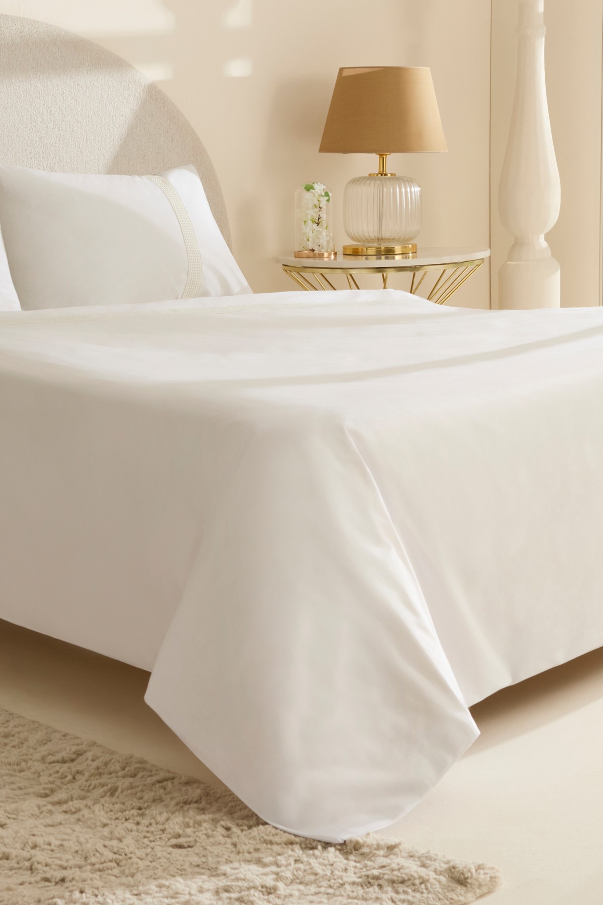 White Coll Cielo %100 Pamuk Çift Kişilik Nevresim Takımı Beyaz