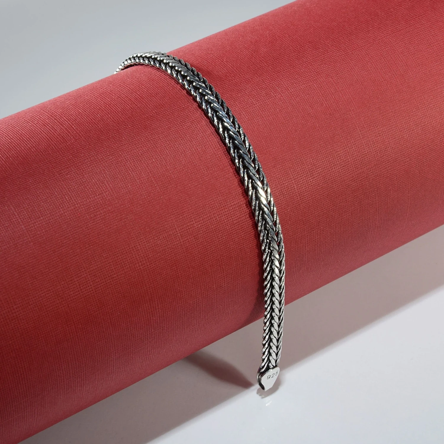 4n Balıksırtı Tilki Kuyruğu Gümüş Bileklik