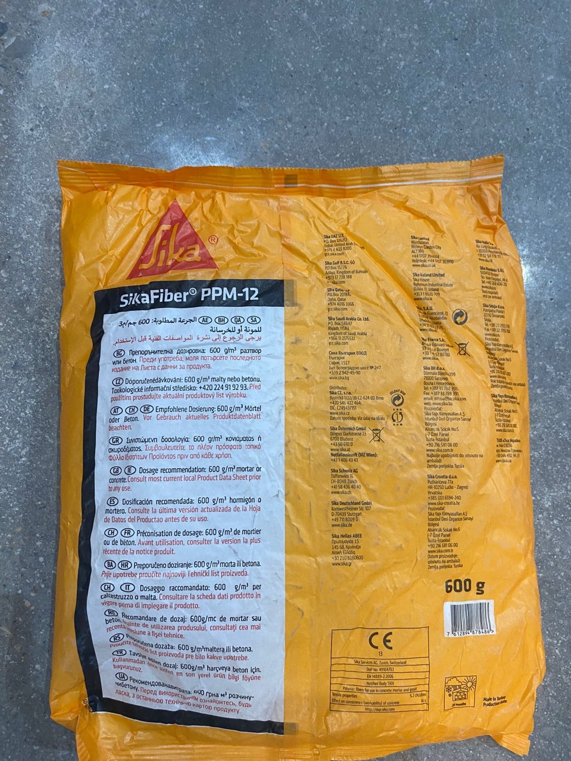 fiber Ppm-12 Beton ve Harç Için Polipropilen Lif 1KOLI(30PAKET-18KG)