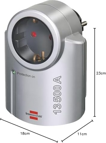 Primera-Line, Priz Adaptörü ile Yüksek Gerilim Koruması İçin (Adaptör Yıldırım Koruması Olarak Elektronik Cihazlar) Renk: Gümüş/siyah 1 Adapter Siyah, Gümüş 1506950