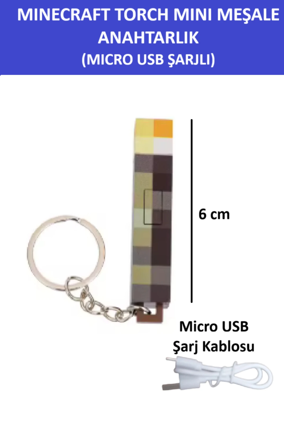 Minecraft Torch Anahtarlık - Meşale (Şarjlı) - Muhteşem Bir Hediye