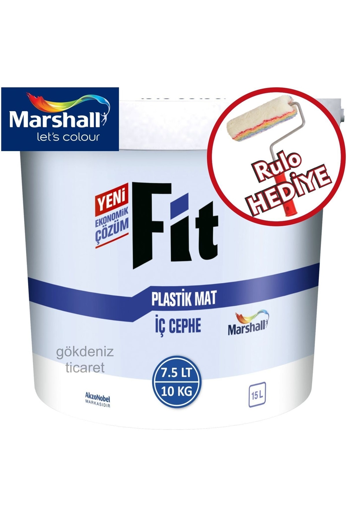 MARSHALL Fit Plastik Su Bazlı Iç Duvar Boyası 10kg Rulo-kokusuz-iyi Kapatır-nefes Alır-tse