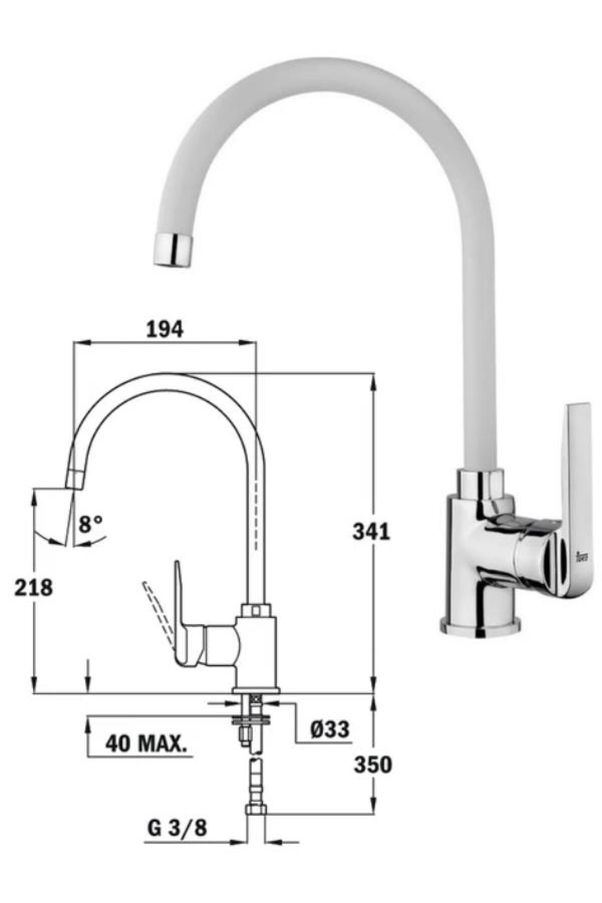 Stone 50/ın 995 Eviye Armatür Seti (BEYAZ)
