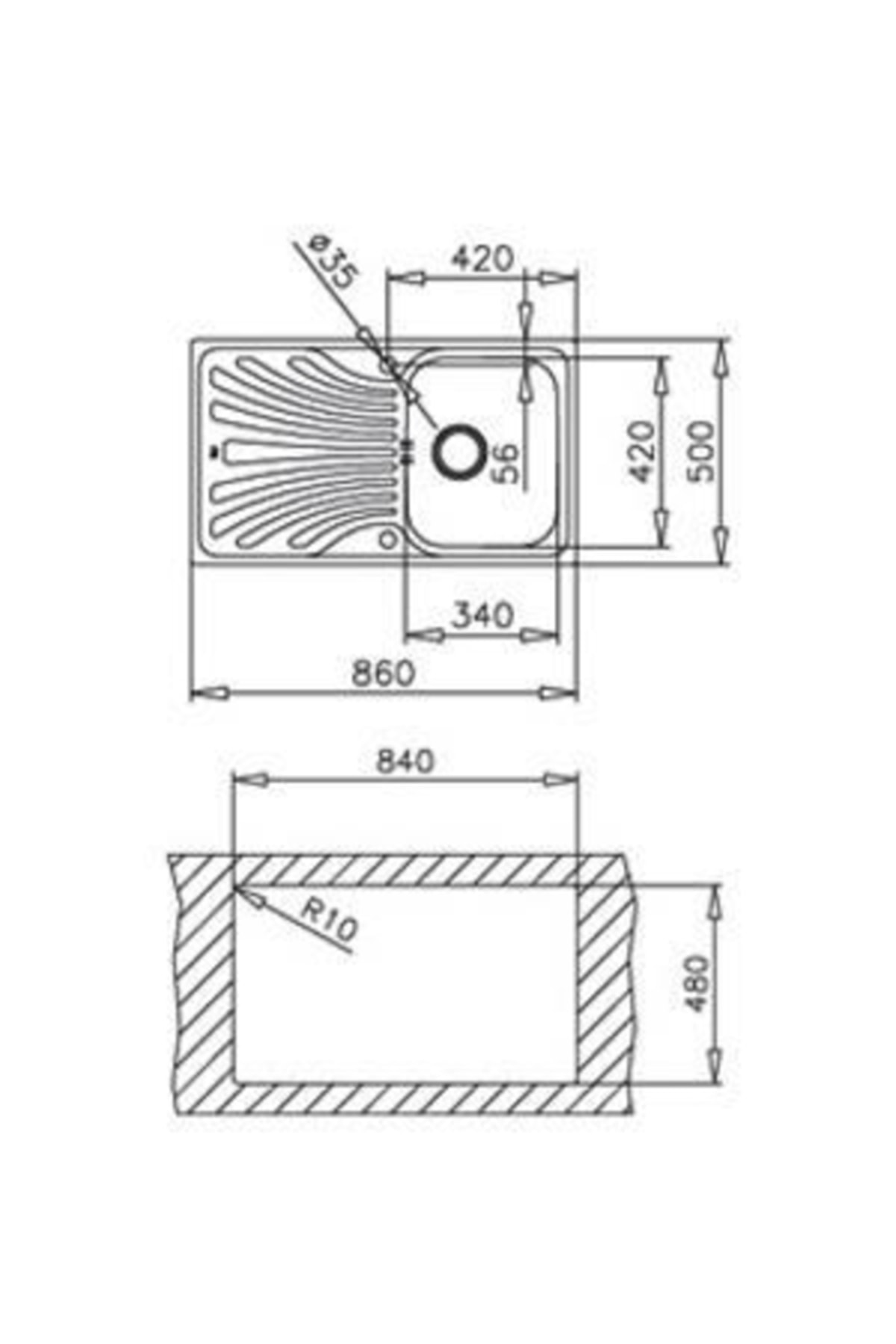 Nerissa 50 Paslanmaz Çelik Sol Damlalıklı Mutfak Evyesi