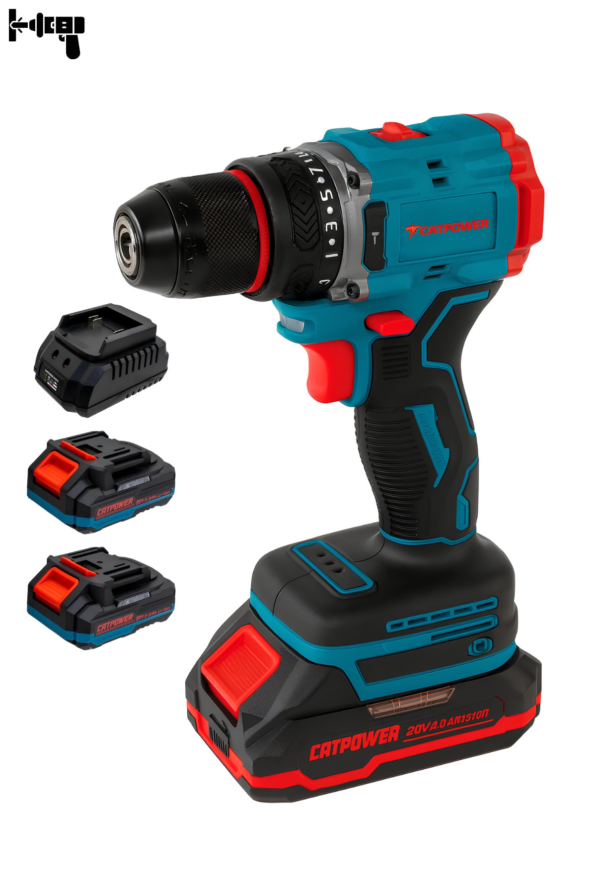 CAT POWER Catpower Darbeli CAT1025 Akülü Kömürsüz Matkap Vidalama Çift Akülü Çantalı 13MM 20V 2.0AH