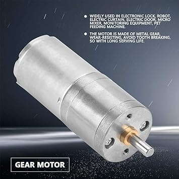 Dc 12V Elektrikli Dişli Motor, Yüksek Tork Azaltma Dişli Motor, Elektrikli Kilit Robotu Için Elektrikli Perde 12V 25MM Dış Çap (12V 500RPM)
