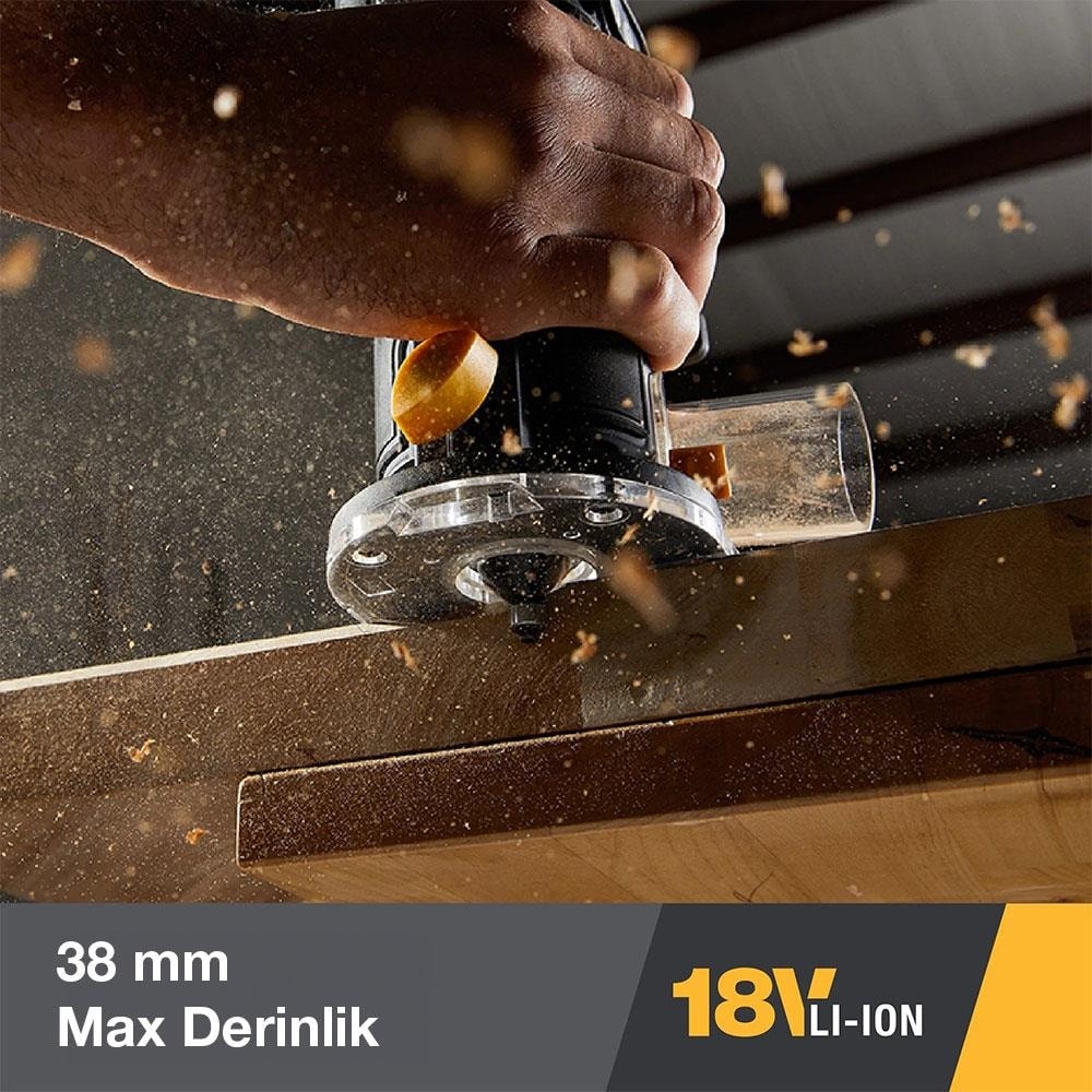 CAT DX82B 18VOLT Şarjlı Kömürsüz 6mm Devir Ayarlı Profesyonel Avuç Içi El Frezesi Formika Tıraşlama (Akü Dahil Değildir)