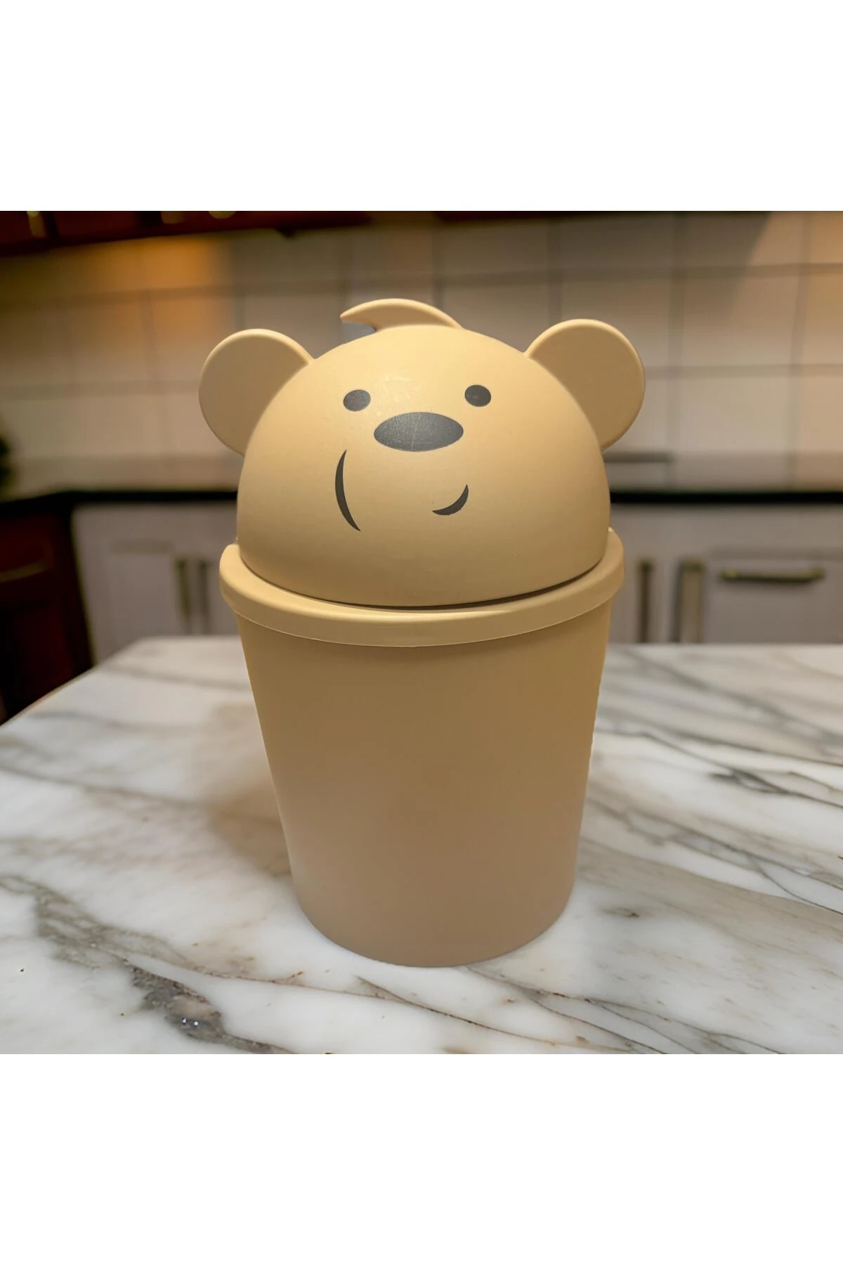 Ayıcık Çöp Kutusu Kahverengi - Bileklik Hediyeli Çocuk Odası Çöp Kutusu Kovası Küçük Masaüstü