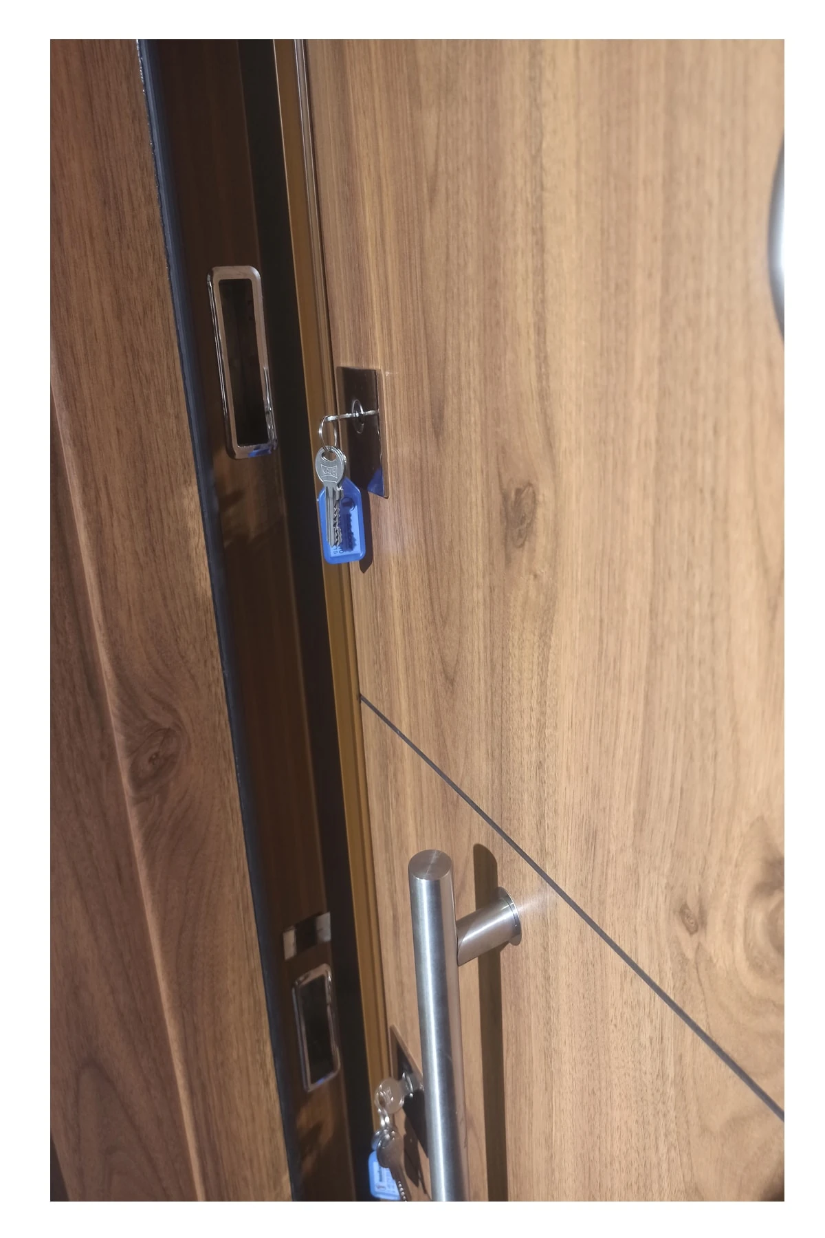 Çelik Kapı Modelleri Ahşap Kaplama Kasalı Düz Model Daire Kapısı, Çelik Kapı Sol Açılım