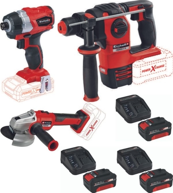 EİNHELL Te-Cı 18 Bl Axxio 18/115 Avuç Taşlama Herocco 18V Kırıcı Delici 3X4.0AH Akülü Kömürsüz Set