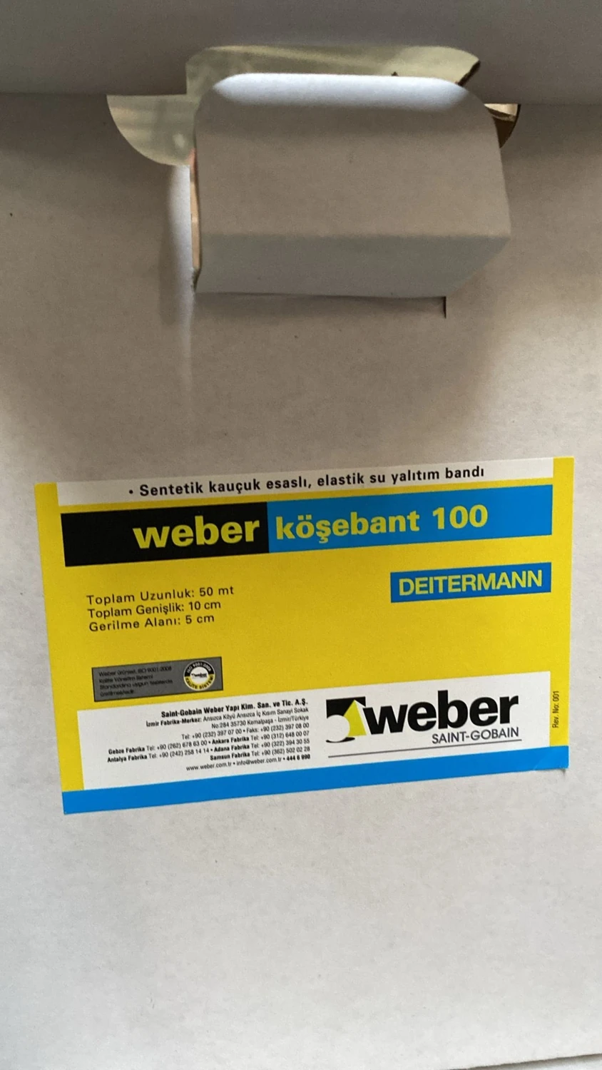 Köşebant 100 Elastik Su Yalıtım Bandı - 50 x 10 x 5