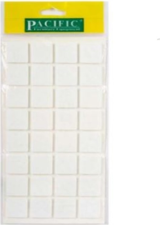Zemin Koruyucu 25X25 mm Parlak Beyaz EVA Keçe, Ses ve Çizik Önleyici Siyah Mobilya Keçesi 2 Adet