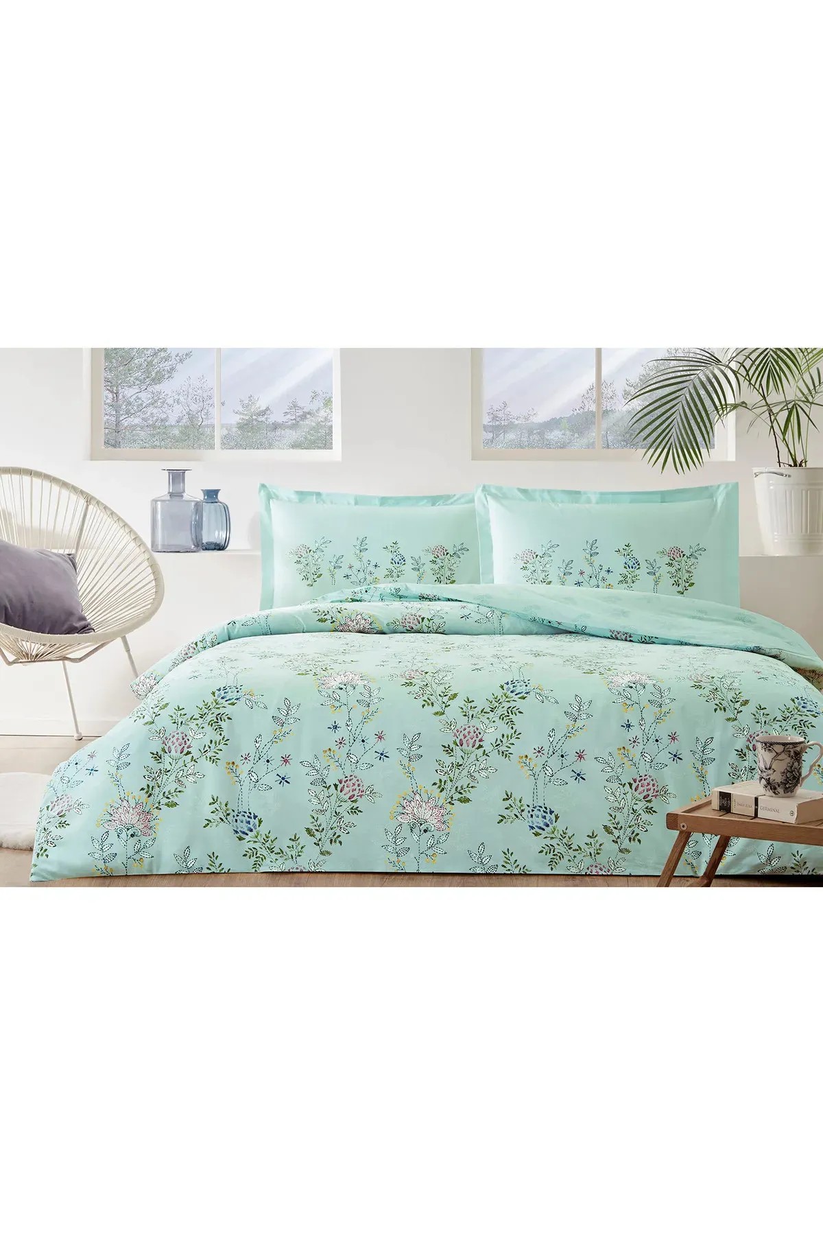 Ranforce Çift Kişilik Nevresim Takımı Romantic Touch Mint