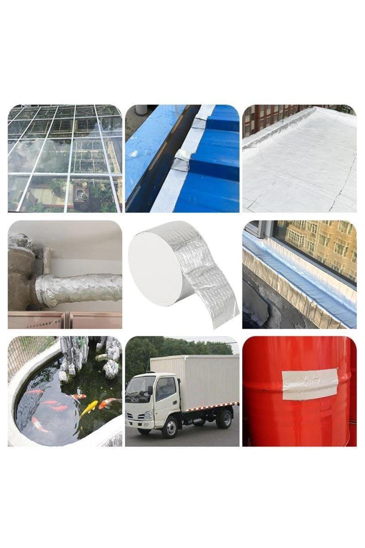5 Adet Çatı Izolasyon 9.6 Cm X 2 Mt Su Sızdırmazlık Geçirmezlik Yalıtım Çamur Tamir Boru Bant Bandı