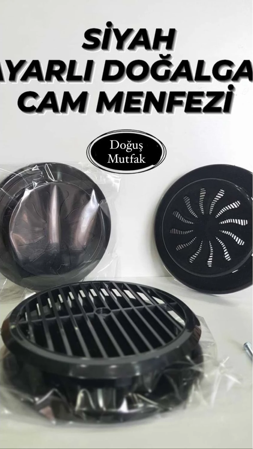 Ayarlı Cam Menfezi Doğalgaz Menfez Kapağı Siyah