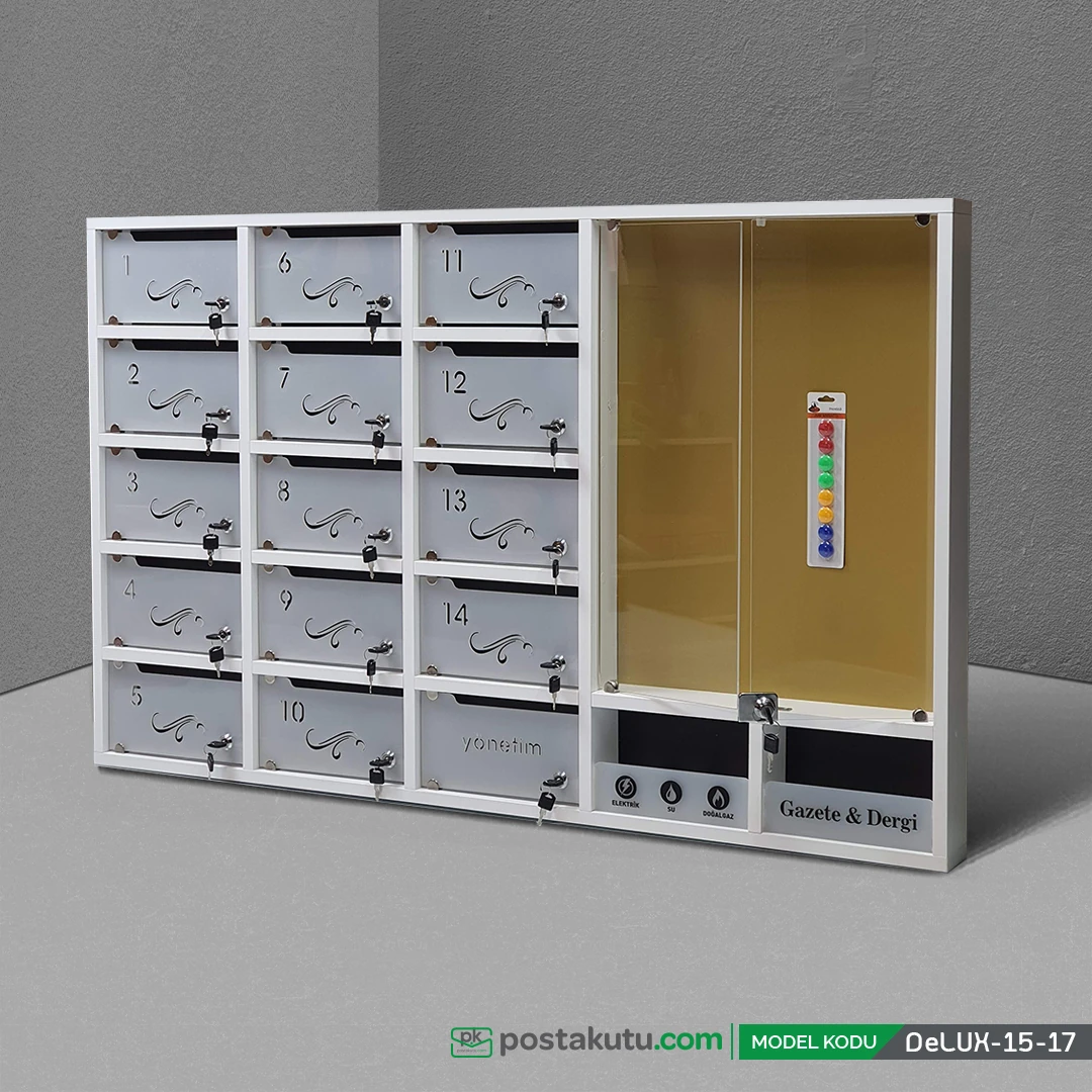 - 17 Dairelik Apartman Ilan Panolu Posta Kutusu (antrasit gri)