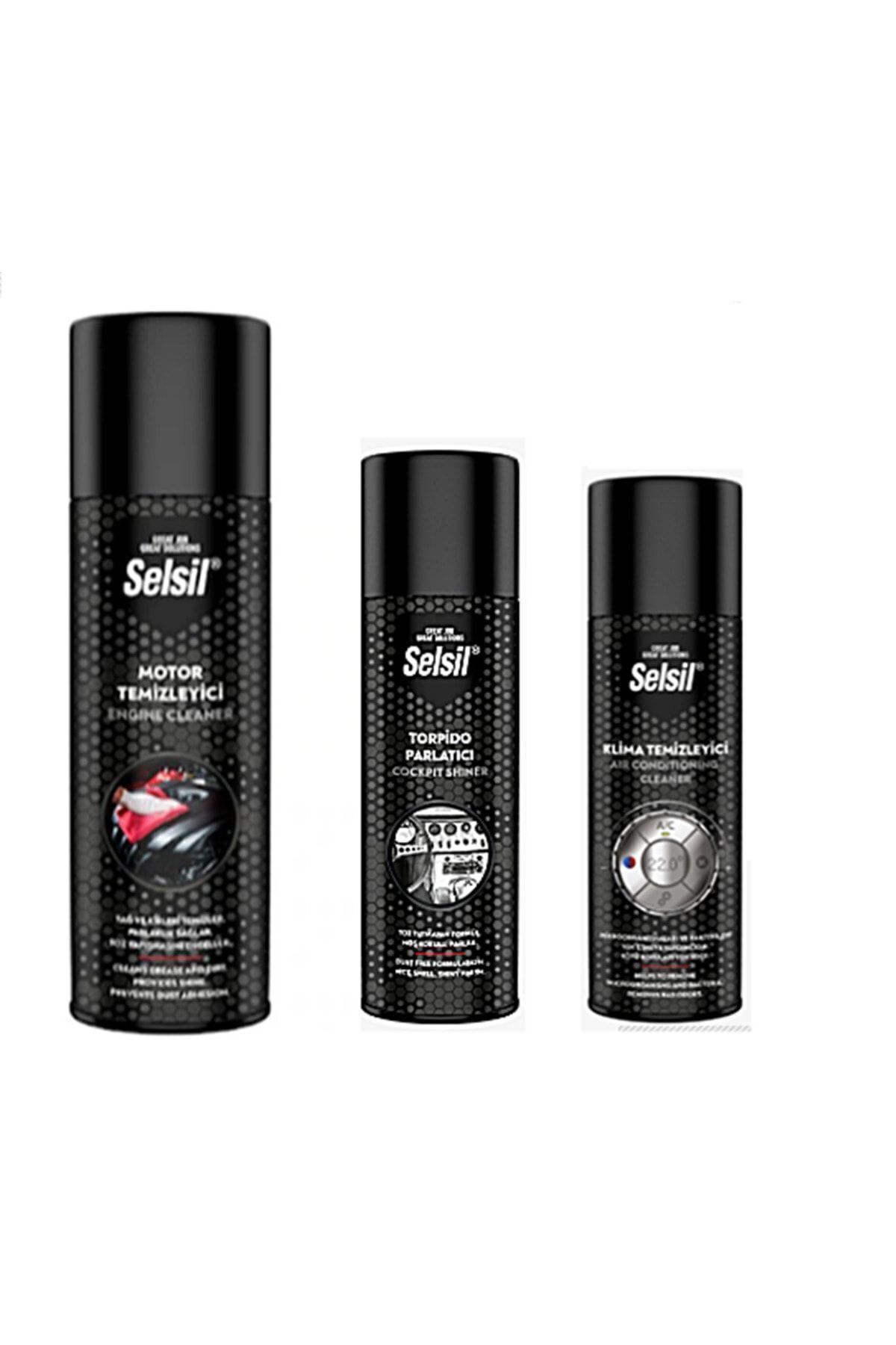 Motor Temizleme Spreyi 500 ml Torpido Parlatıcı 200 ml Klima Temizleyici 150 ml