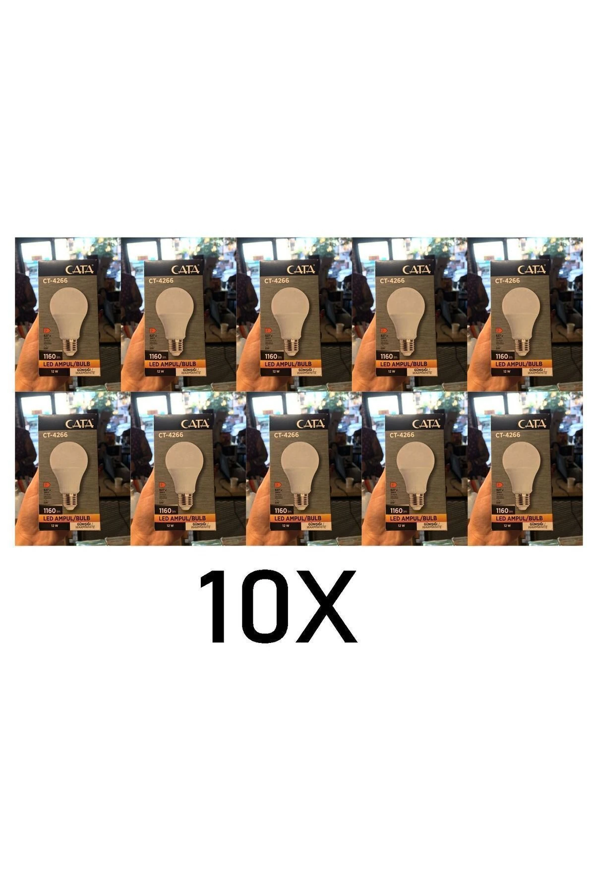 Günışığı Led Ampül 10 Adet 3200k E27 12w Ct-4266