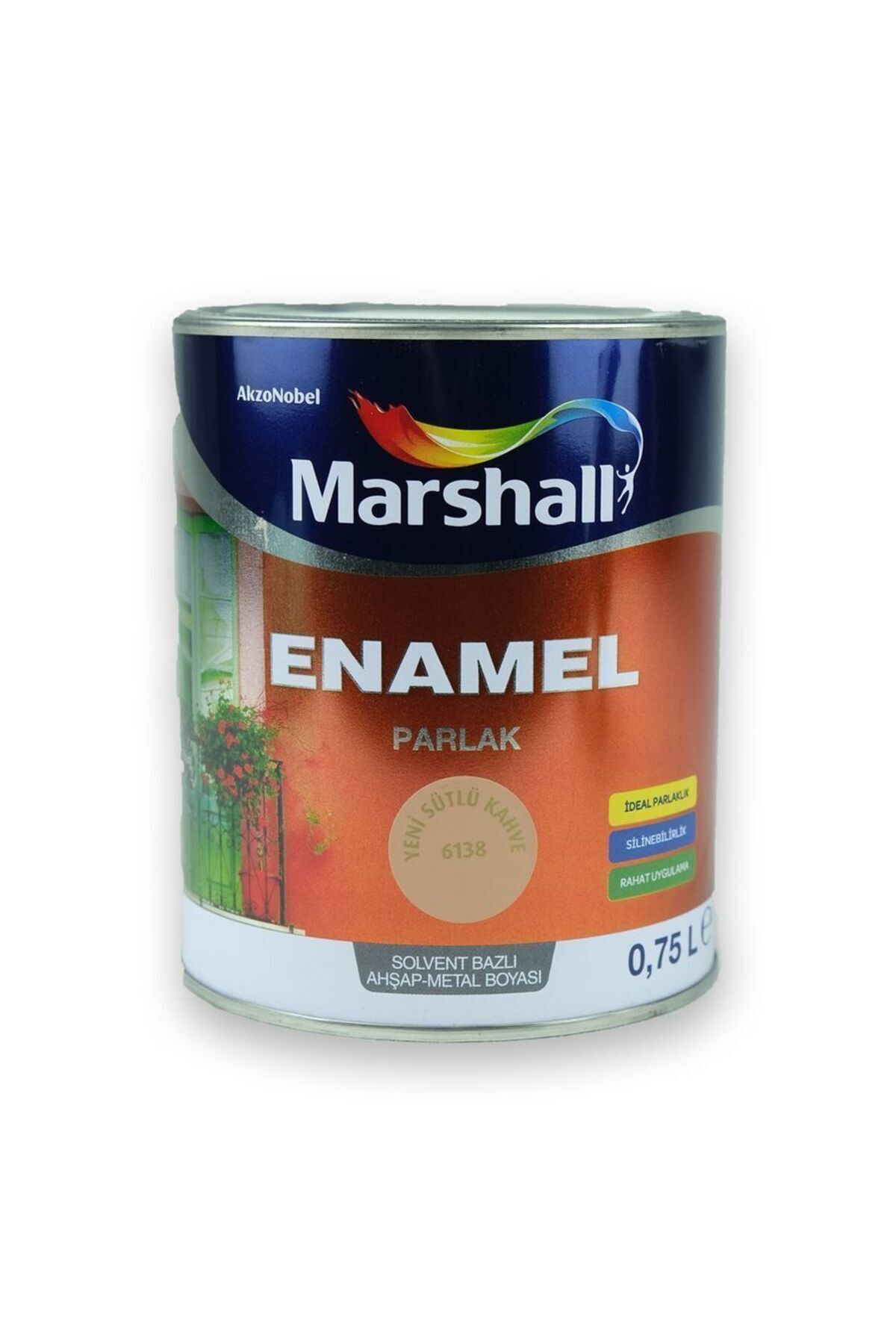 Enamel Parlak Ahşap Metal Boyası Sütlü Kahve 0,75 L