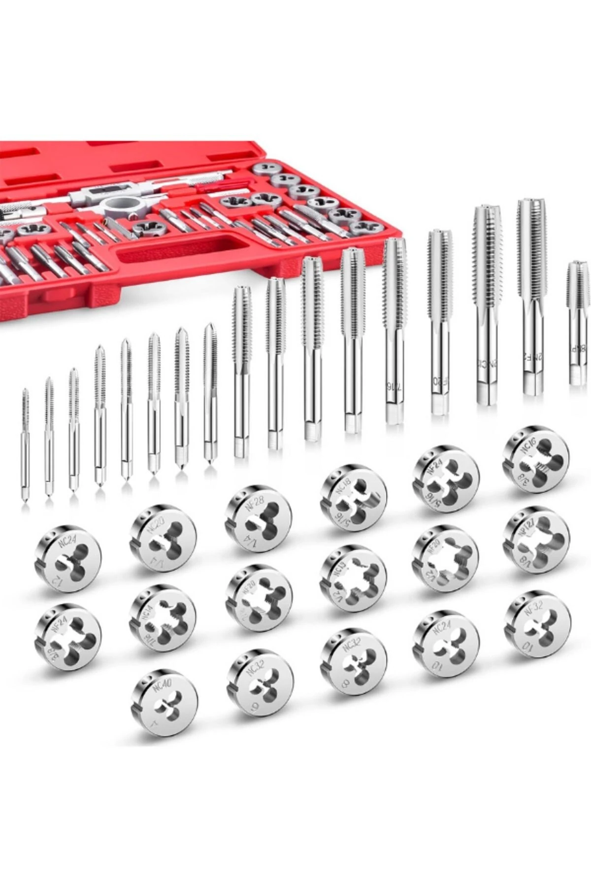 40 Parça Pafta Kılavuz Seti, 40 Parçalı Premium Kılavuz ve Kalıp Seti