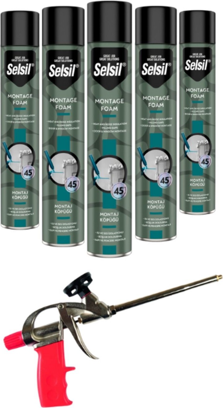 Pu Tabancalı Montaj Köpüğü 750 Ml. (5 Adet),demir Köpük Tabancası