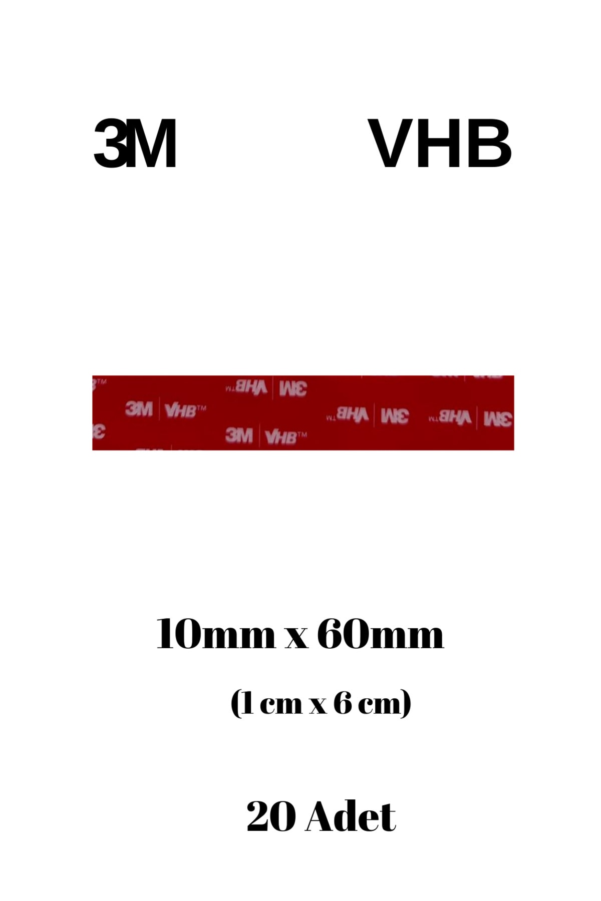 10x60x1mm Yedek Güçlü Çift Taraflı Vhb Bant Die Cut Kesim (20 ADET)