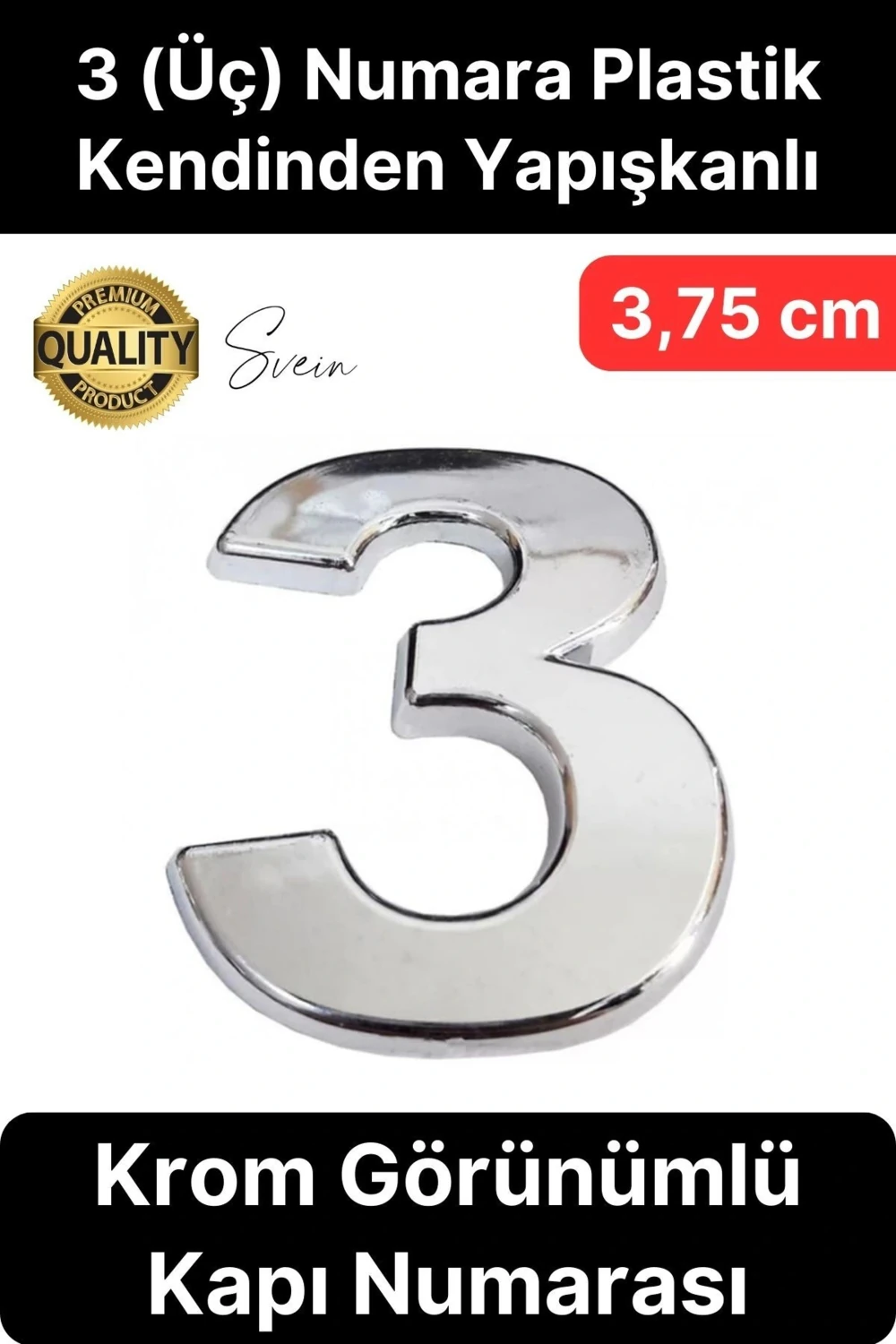 No 3 Kapı Numarası Kendinden Yapışkanlı Masa Dolap Plastik Ev Posta Kutusu Dış Mekan Daire 3,75 cm