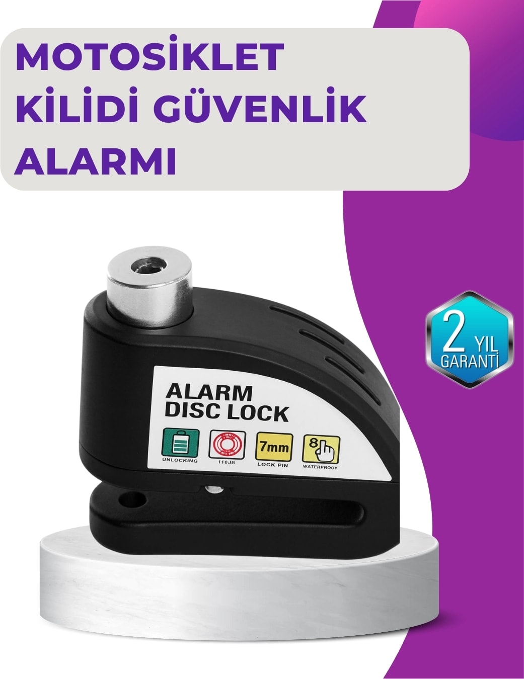 110 Db Alarm Disk Kilidi Motosiklet Scooter Bisiklet Güvenlik