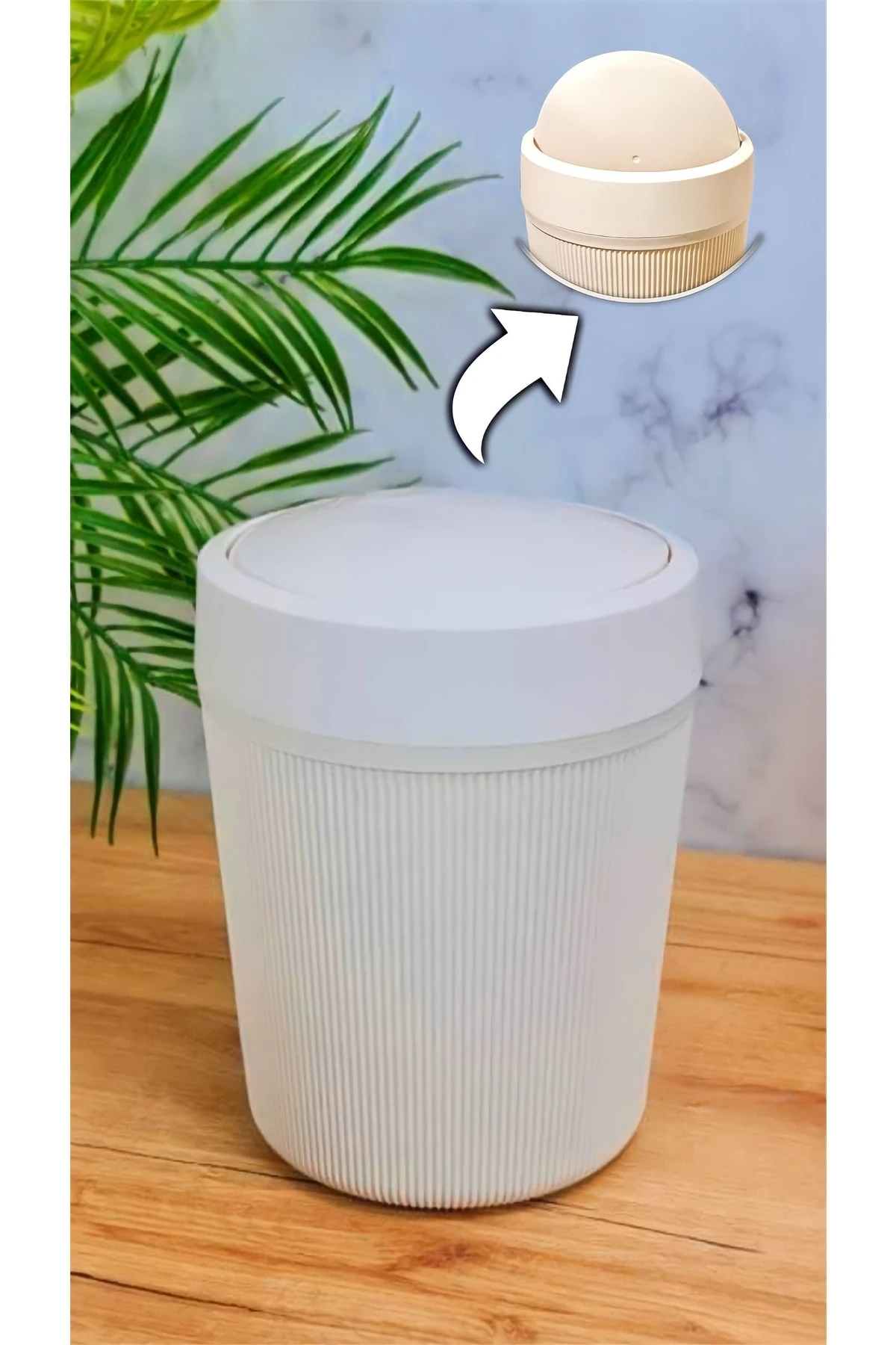 Tezgah Üstü 4.2 Lt Akrilik Çöp Kovası Beyaz