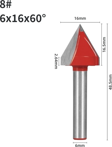 6X16X60 Yusun 3D V Tipi Planya Kesici Bit Yönlendirici Bit Cnc Katı Karbür Kesiciler Ağaç Işleme Freze Kesicisi Ahşap Bit Yüz Mill (Yurt Dışından)