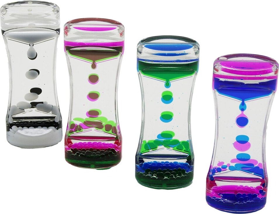 Çift Renk Su Çift Katlı Dar Şişe Model Sulu Kum Saati Mika Akrilik Plastik 13.7 x 5.2 x 3.3cm (4741)