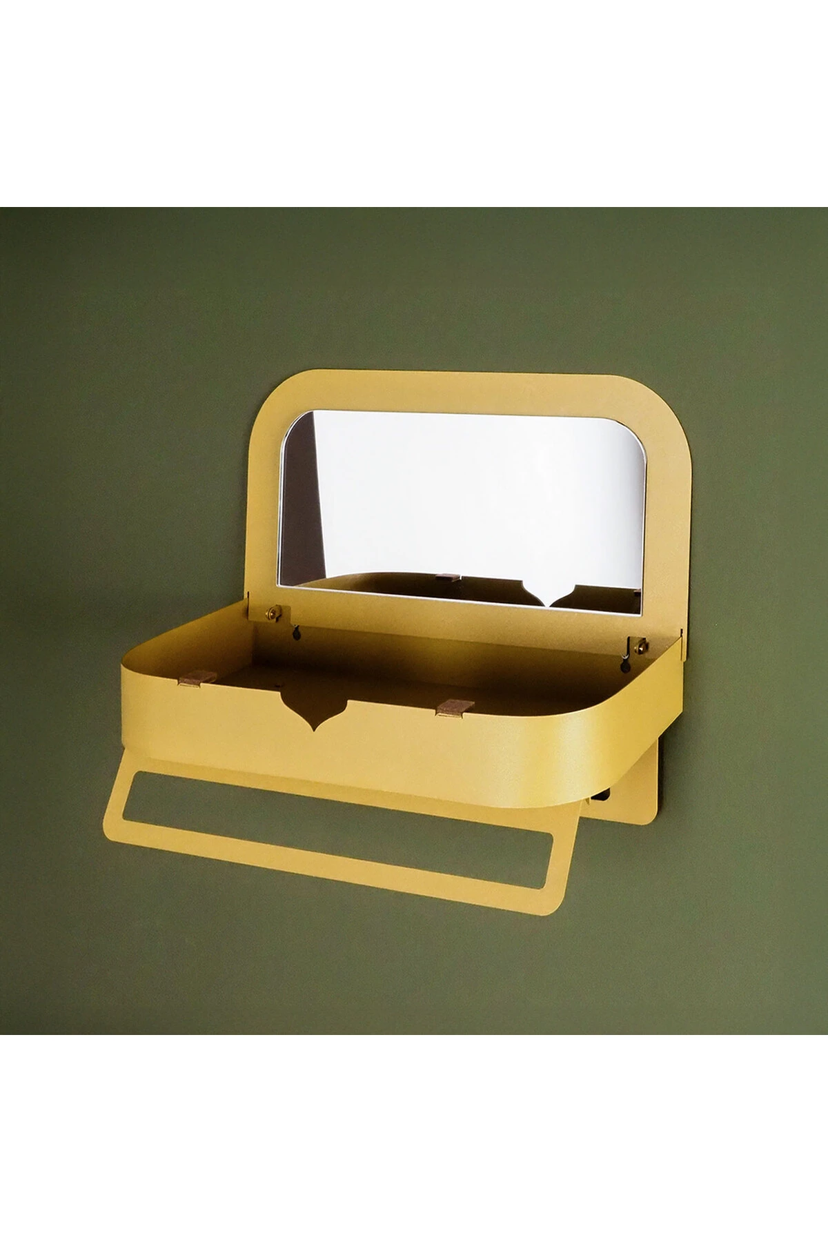 Duvara Monte Aynalı Namaz Köşesi Rafı – Seccade & Tesbih Düzenleyici - WAMH209