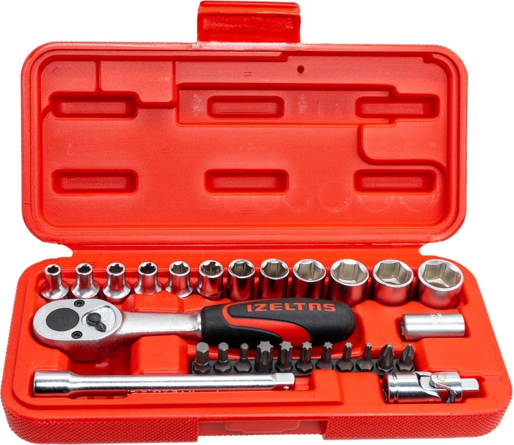 Izeltaş 1/4" Altı Köşe Mini Lokma Anahtar ve Bits Set 27 Parça