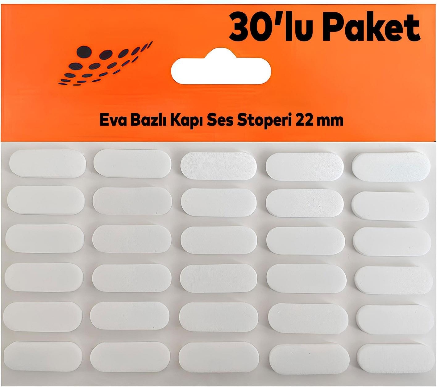 Beyaz Eva Bazlı Darbe Ses Kapı Stoperi Keçe Yapışkanlı 22 mm (30'lu Paket) Dolap Kapak Çekmece Oval