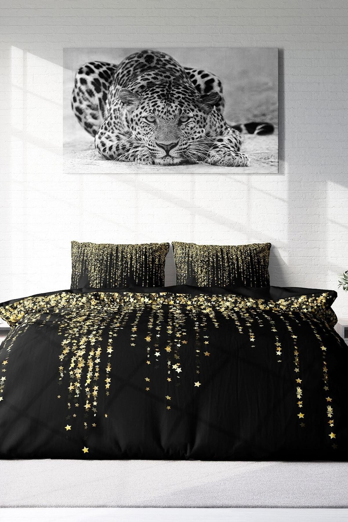 Kıng Sıze Çift Kişilik Nevresim Takımı Pamuk Saten 3d Özel Tasarım Yıldızlı Gece 220x240cm