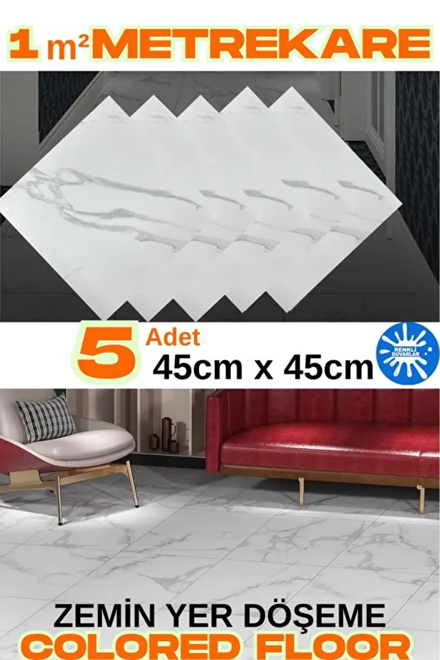 1(m²) 45cm x 45cm 5 Adet Yapışkanlı Parke Floor Pvc Panel Yer Kaplama Paneli Arkası Kauçuklu 15p