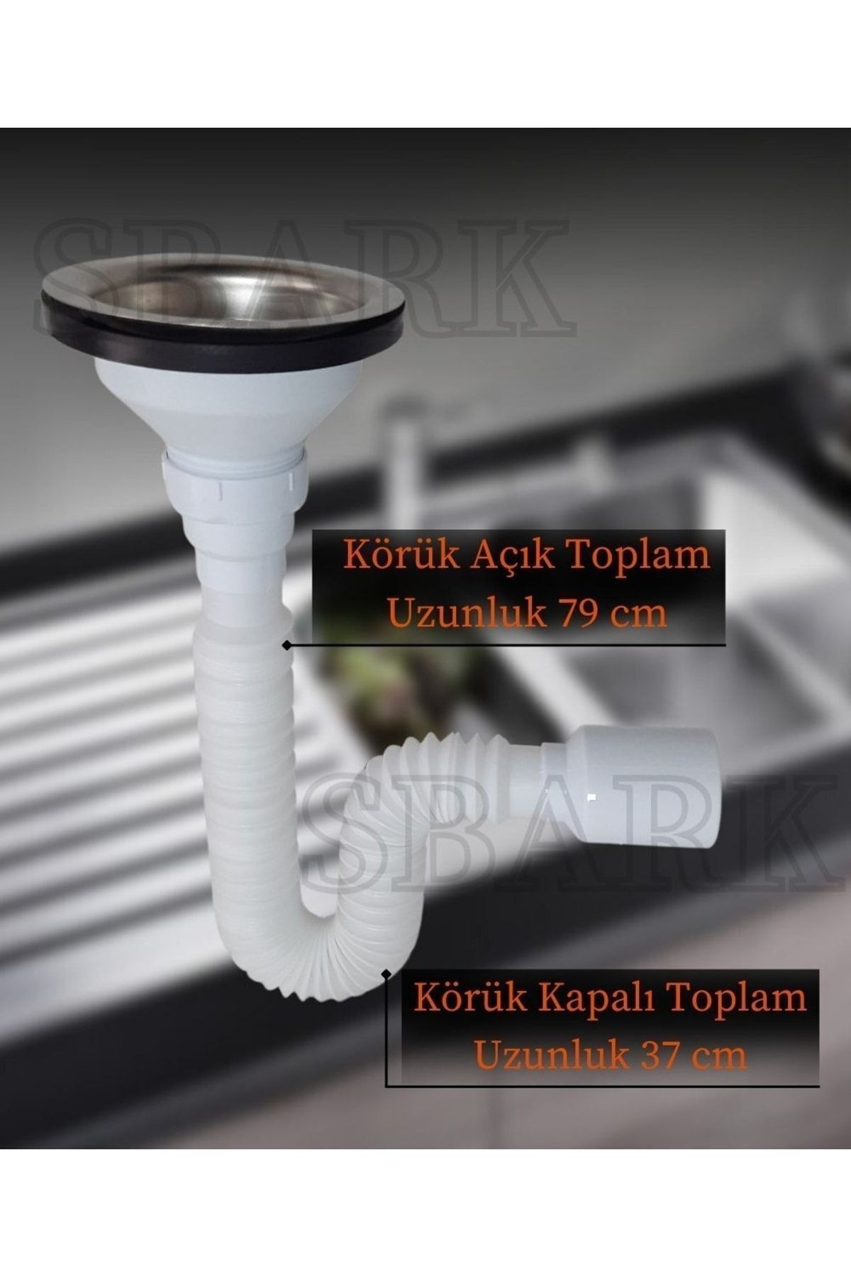 Körüklü Büyük Lavabo Evye Gider Sifonu Çöpmak Paslanmaz Geniş Ağızlı Stoplu Süzgeç