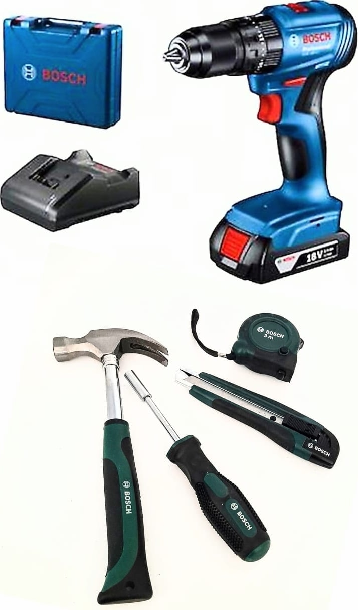 BOSCH Gsb 185 Li Tek Batarya ve  4 Lü El Aletleri Seti