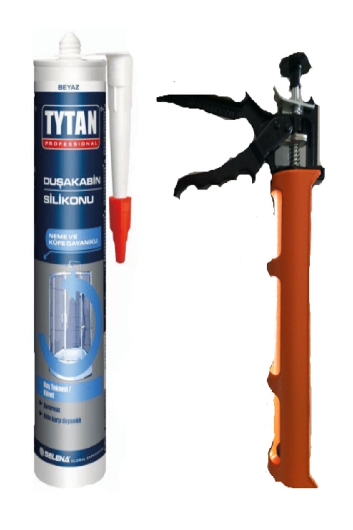 Professional Duşakabin Banyo Silikonu 280ml Beyaz Hmp Plastik Silikon Tabancası - Montaj Set