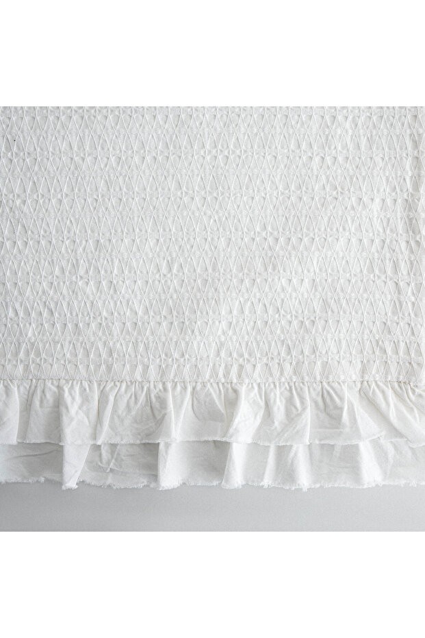 Ayda Çift Kişilik Nevresim Takımı %100 Organik Pamuk Dokuma Krem 200x220 Cm