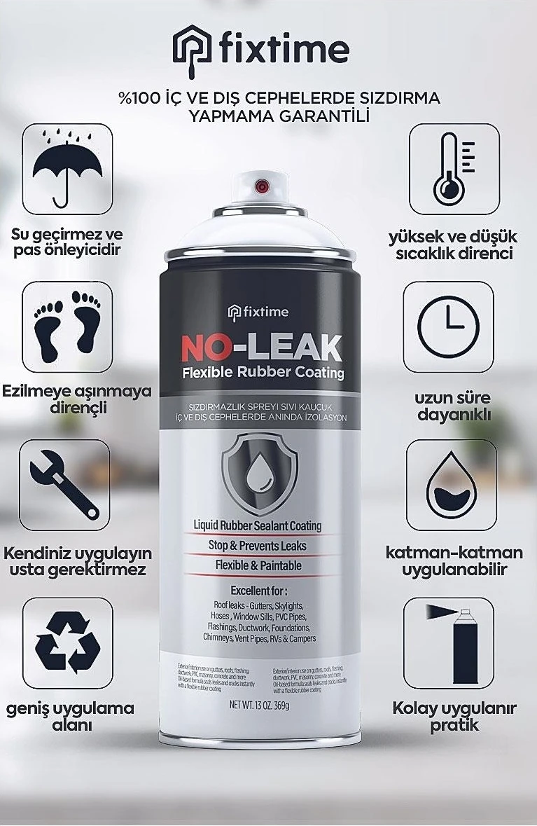 1+1 Paket Su İzolasyon Sızıntı Onarım Spreyi Su Geçirmez BEYAZ 2X300 ml